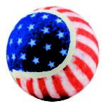 red, white, and blue tennis ball